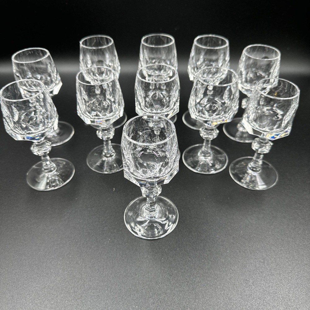 Vintage Bavarian Bleikristall Stemmed Shot Glasses Set‎ of 11 Germany Crystal